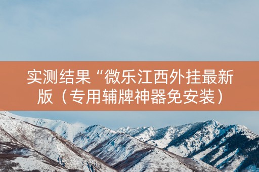 实测结果“微乐江西外挂最新版（专用辅牌神器免安装）
