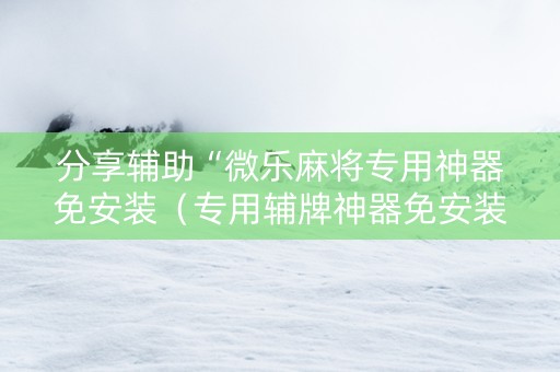 分享辅助“微乐麻将专用神器免安装（专用辅牌神器免安装）