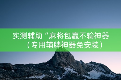 实测辅助“麻将包赢不输神器（专用辅牌神器免安装）