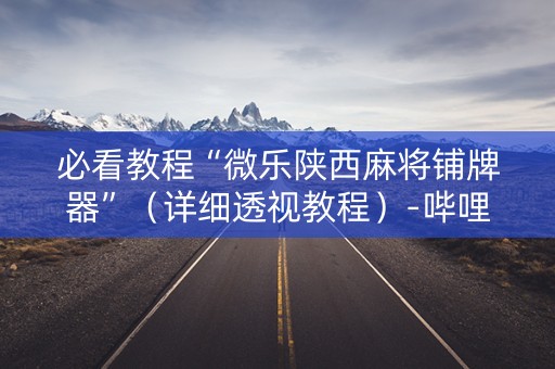 必看教程“微乐陕西麻将铺牌器”（详细透视教程）-哔哩哔哩