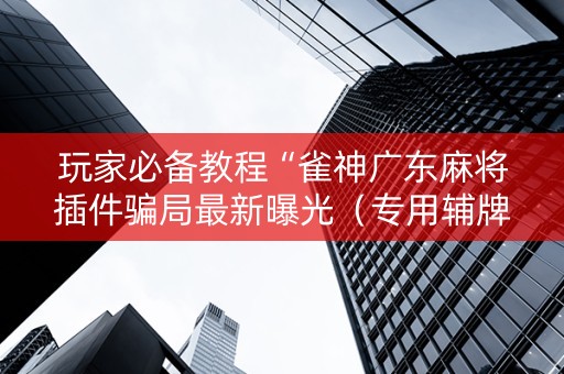 玩家必备教程“雀神广东麻将插件骗局最新曝光（专用辅牌神器免安装）