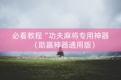 必看教程“功夫麻将专用神器（助赢神器通用版）