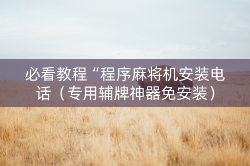 必看教程“程序麻将机安装电话（专用辅牌神器免安装）