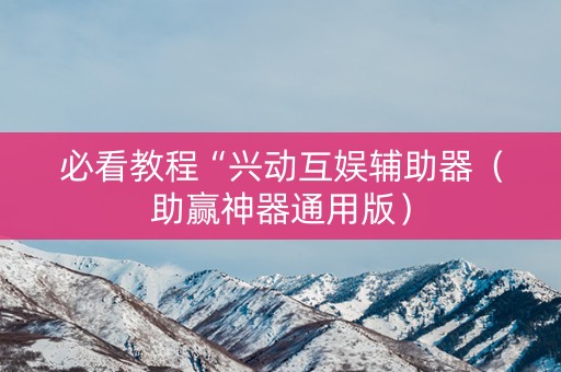必看教程“兴动互娱辅助器（助赢神器通用版）