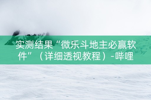 实测结果“微乐斗地主必赢软件”（详细透视教程）-哔哩哔哩