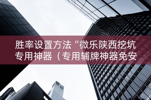 胜率设置方法“微乐陕西挖坑专用神器（专用辅牌神器免安装）