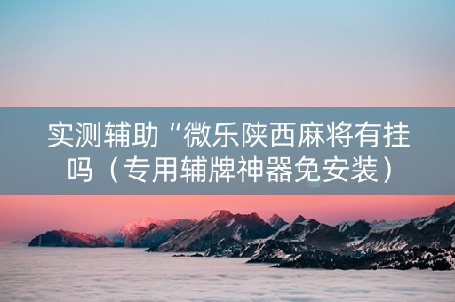 实测辅助“微乐陕西麻将有挂吗（专用辅牌神器免安装）