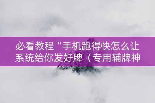 必看教程“手机跑得快怎么让系统给你发好牌（专用辅牌神器免安装）