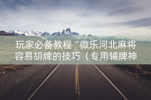 玩家必备教程“微乐河北麻将容易胡牌的技巧（专用辅牌神器免安装）