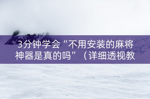 3分钟学会“不用安装的麻将神器是真的吗”（详细透视教程）-哔哩哔哩