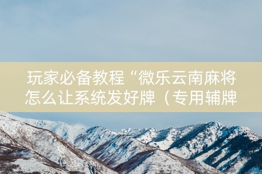 玩家必备教程“微乐云南麻将怎么让系统发好牌（专用辅牌神器免安装）
