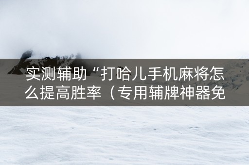实测辅助“打哈儿手机麻将怎么提高胜率（专用辅牌神器免安装）