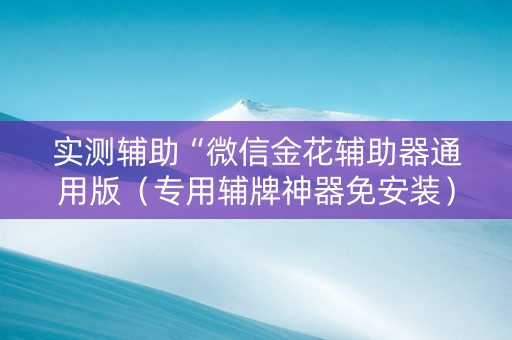 实测辅助“微信金花辅助器通用版（专用辅牌神器免安装）
