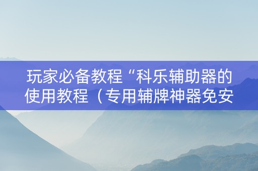 玩家必备教程“科乐辅助器的使用教程（专用辅牌神器免安装）