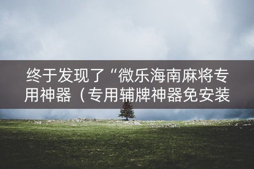 终于发现了“微乐海南麻将专用神器（专用辅牌神器免安装）