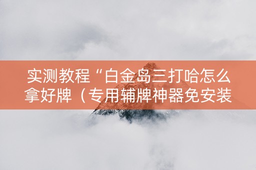 实测教程“白金岛三打哈怎么拿好牌（专用辅牌神器免安装）