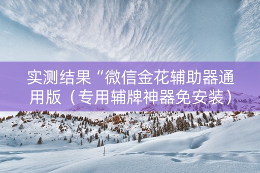 实测结果“微信金花辅助器通用版（专用辅牌神器免安装）