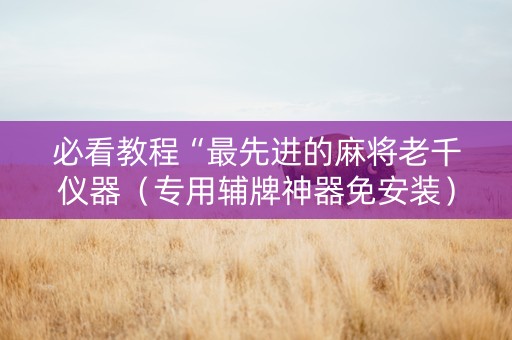 必看教程“最先进的麻将老千仪器（专用辅牌神器免安装）
