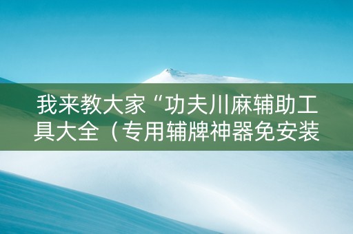 我来教大家“功夫川麻辅助工具大全（专用辅牌神器免安装）