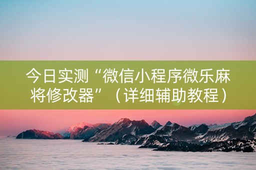 今日实测“微信小程序微乐麻将修改器”（详细辅助教程）-哔哩哔哩