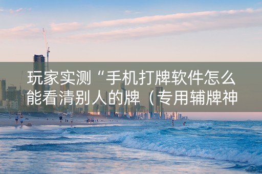 玩家实测“手机打牌软件怎么能看清别人的牌（专用辅牌神器免安装）