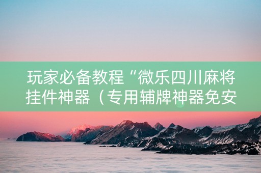 玩家必备教程“微乐四川麻将挂件神器（专用辅牌神器免安装）