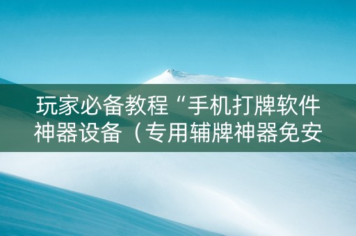 玩家必备教程“手机打牌软件神器设备（专用辅牌神器免安装）
