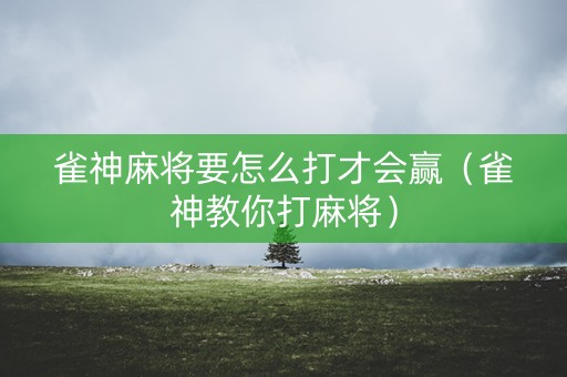 雀神麻将要怎么打才会赢（雀神教你打麻将）