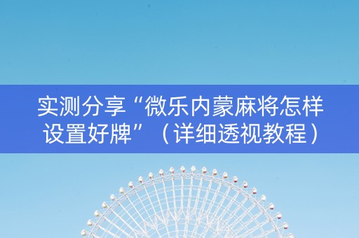 实测分享“微乐内蒙麻将怎样设置好牌”（详细透视教程）-哔哩哔哩