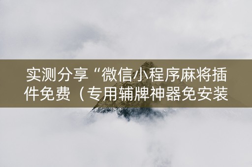 实测分享“微信小程序麻将插件免费（专用辅牌神器免安装）