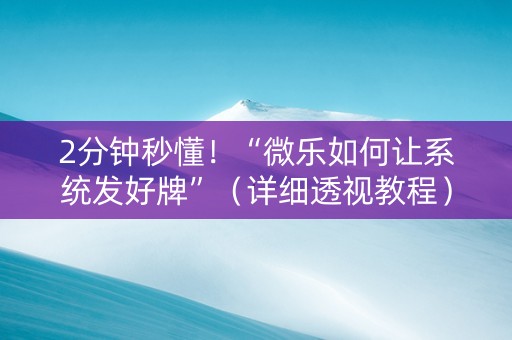 2分钟秒懂！“微乐如何让系统发好牌”（详细透视教程）-哔哩哔哩