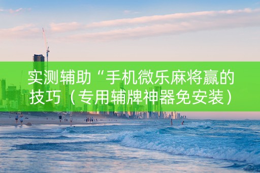 实测辅助“手机微乐麻将赢的技巧（专用辅牌神器免安装）