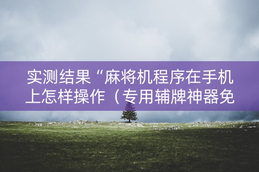 实测结果“麻将机程序在手机上怎样操作（专用辅牌神器免安装）