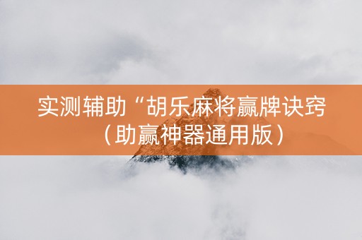 实测辅助“胡乐麻将赢牌诀窍（助赢神器通用版）