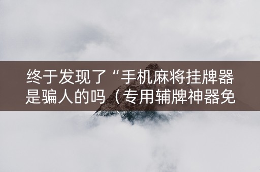 终于发现了“手机麻将挂牌器是骗人的吗（专用辅牌神器免安装）
