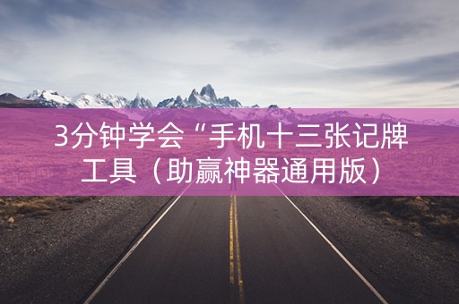 3分钟学会“手机十三张记牌工具（助赢神器通用版）