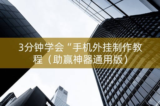 3分钟学会“手机外挂制作教程（助赢神器通用版）