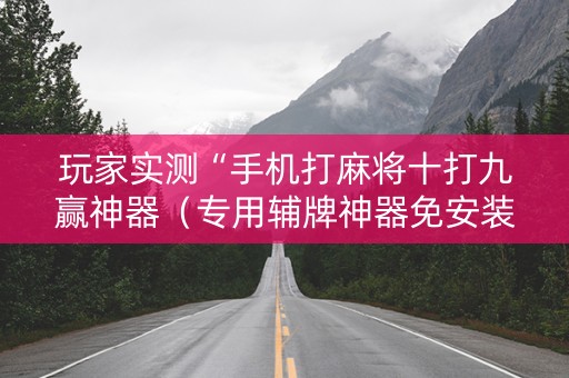玩家实测“手机打麻将十打九赢神器（专用辅牌神器免安装）