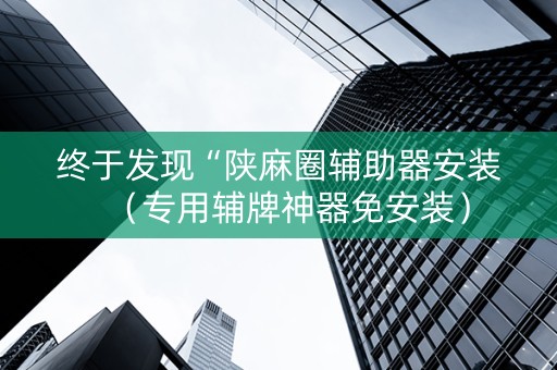 终于发现“陕麻圈辅助器安装（专用辅牌神器免安装）