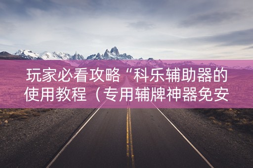玩家必看攻略“科乐辅助器的使用教程（专用辅牌神器免安装）