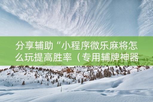分享辅助“小程序微乐麻将怎么玩提高胜率（专用辅牌神器免安装）
