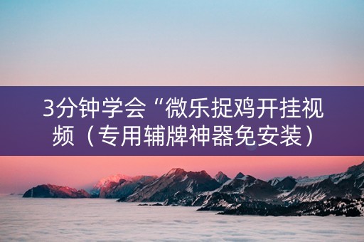 3分钟学会“微乐捉鸡开挂视频（专用辅牌神器免安装）