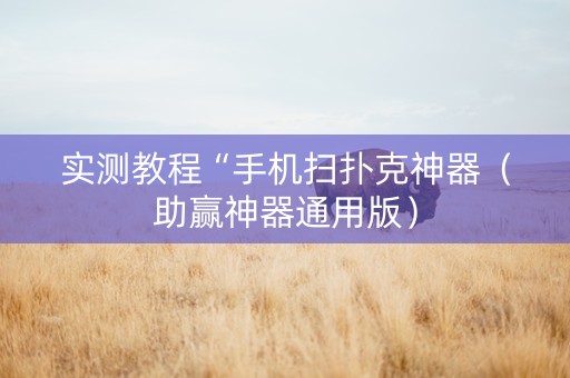 实测教程“手机扫扑克神器（助赢神器通用版）