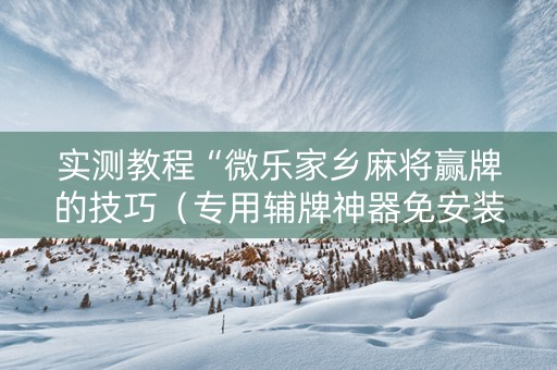 实测教程“微乐家乡麻将赢牌的技巧（专用辅牌神器免安装）