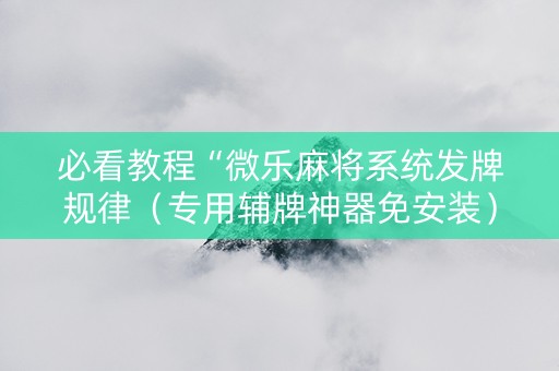 必看教程“微乐麻将系统发牌规律（专用辅牌神器免安装）