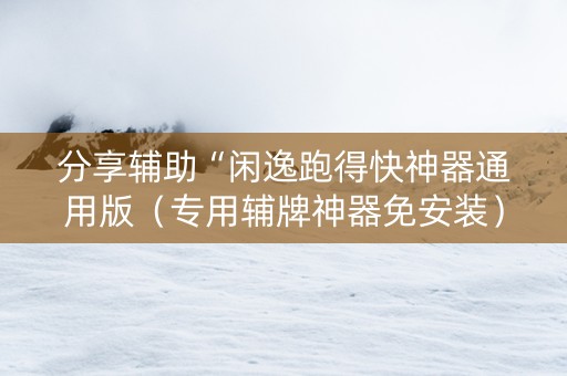 分享辅助“闲逸跑得快神器通用版（专用辅牌神器免安装）