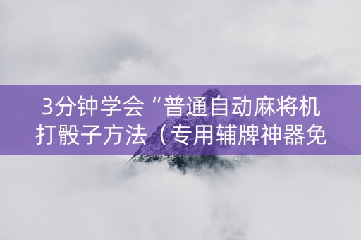 3分钟学会“普通自动麻将机打骰子方法（专用辅牌神器免安装）