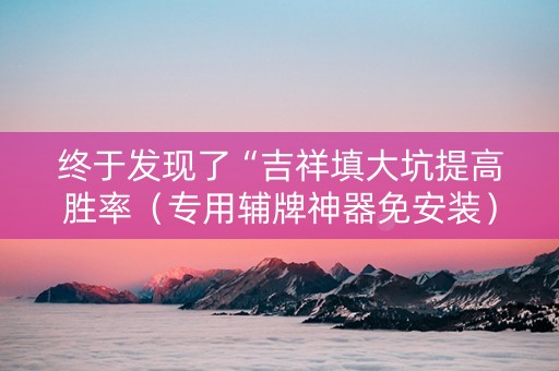 终于发现了“吉祥填大坑提高胜率（专用辅牌神器免安装）