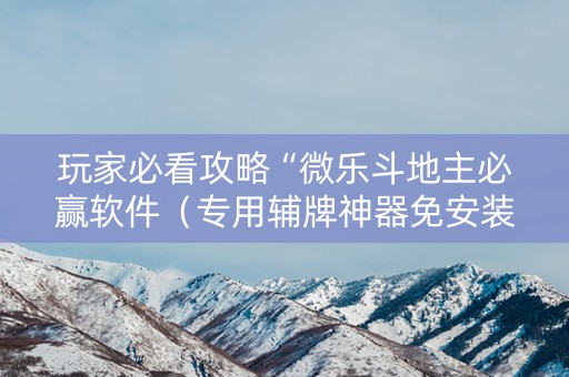 玩家必看攻略“微乐斗地主必赢软件（专用辅牌神器免安装）