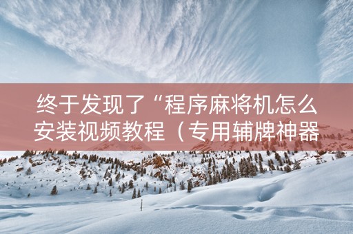 终于发现了“程序麻将机怎么安装视频教程（专用辅牌神器免安装）